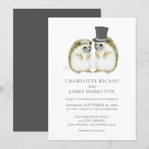 Hedgehog Bride Groom Cute Bröllop Personlig Inbjudningar