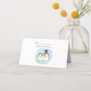 Hedgehog Bride Groom Cute Bröllop Placeringskort