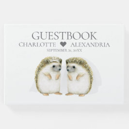 Hedgehog Brides Cute Lesbisk Gay Couple Bröllop Gästböcker