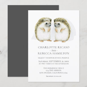 Hedgehog Brides Gay Cute Bröllop Personlig Inbjudningar