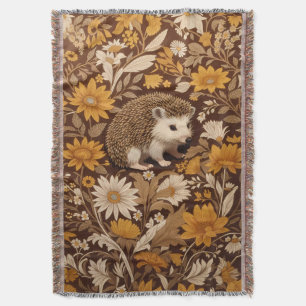 Hedgehog Brown Blommigt William Morris Inspired Filt