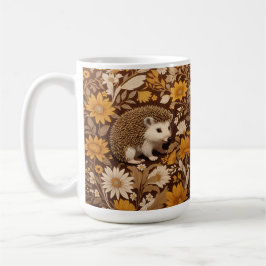 Hedgehog Brown Blommigt William Morris Inspired Kaffemugg