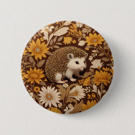 Hedgehog Brown Blommigt William Morris Inspired Knapp