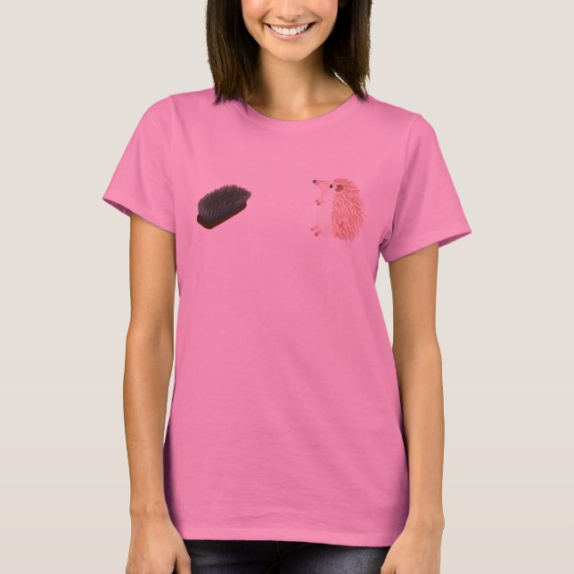Hedgehog Brush Joke Funny Cute Shirt T Shirt (Framsida)