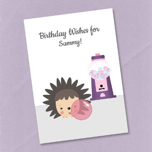 Hedgehog Bubble Gum Birthday Önskemål Kort