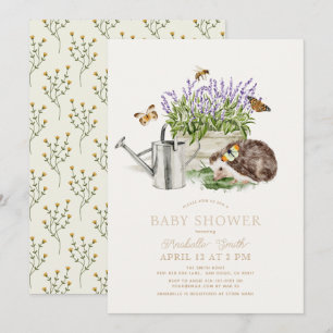 Hedgehog Butterfly Bee Garden Baby Shower Inbjudningar