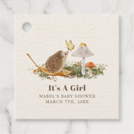 Hedgehog Butterfly Mushroom Woodland Baby Shower Gåvor Etiketter