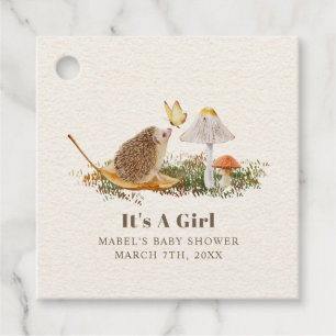 Hedgehog Butterfly Mushroom Woodland Baby Shower Gåvor Etiketter