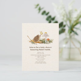 Hedgehog Butterfly Mushroom Woodland Baby Shower Inbjudningar