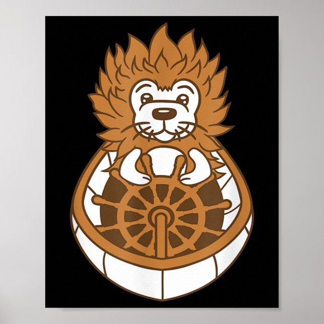 Hedgehog Captain Skipper Sails Cute Cartoon Sailor Poster (Framsidan)