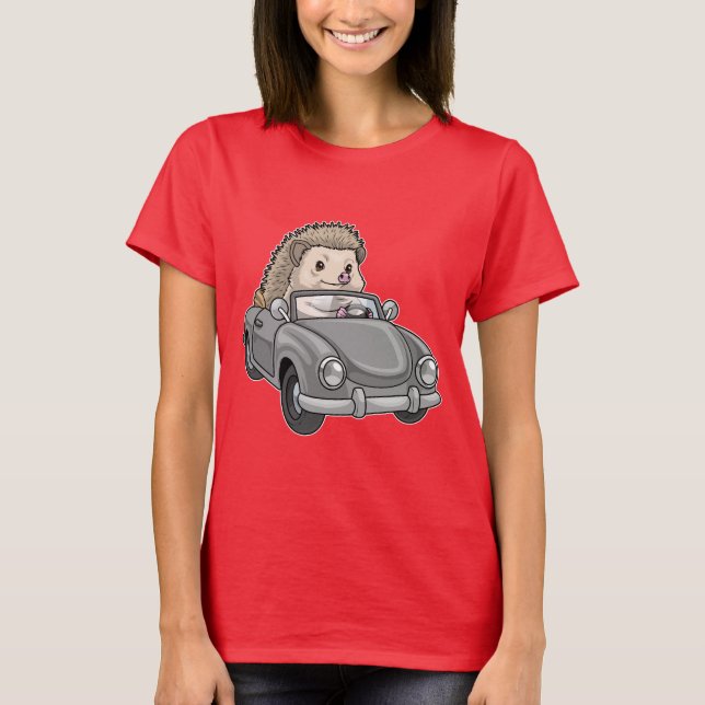 Hedgehog Car T Shirt (Framsida)