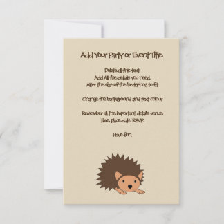 Hedgehog Children's Party eller Baby Shower Inbjud Inbjudningar
