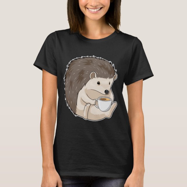 Hedgehog Coffee T Shirt (Framsida)