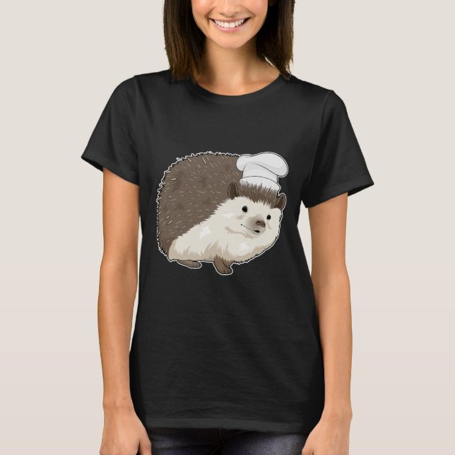Hedgehog Cook Chef hat T Shirt (Framsida)