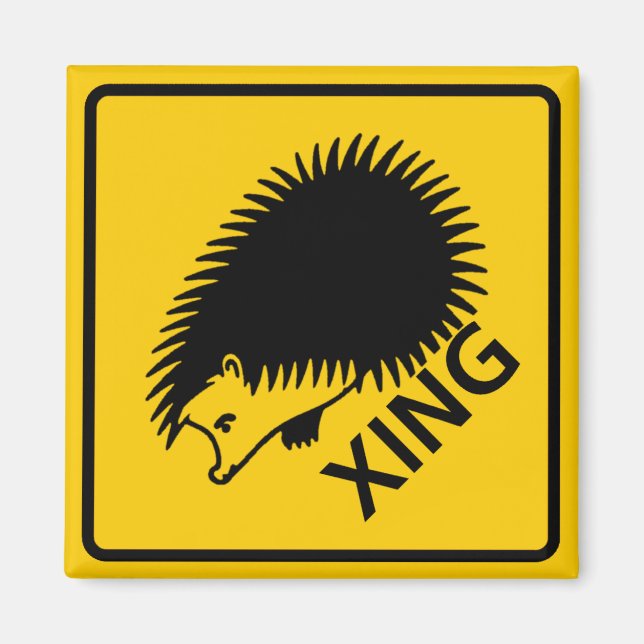 Hedgehog Crossing Highway Sign Magnet (Framsidan)