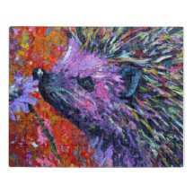 Hedgehog doftar en blomma Palette Knivar stil art