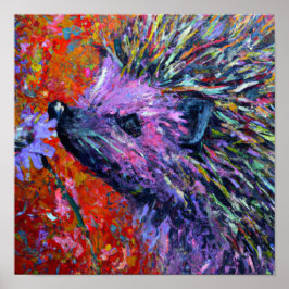 Hedgehog doftar en blomma Palette Knivar stil art Poster
