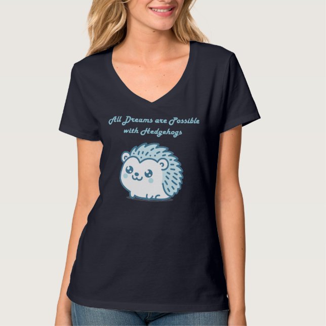 Hedgehog dreams V-neck   T Shirt (Framsida)