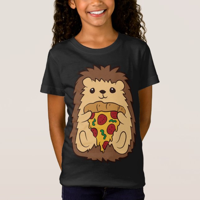 Hedgehog Eating Pizza Fast Food Pizza Hedgehog T Shirt (Framsida)