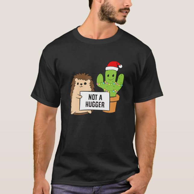 Hedgehog ej Kramare Cactus Santa Hat Hedgehog Ch T Shirt (Framsida)