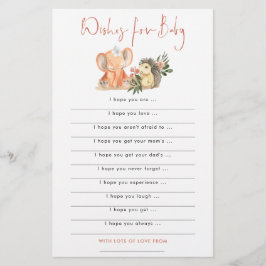 Hedgehog Elephant Önskemål for Baby Shower