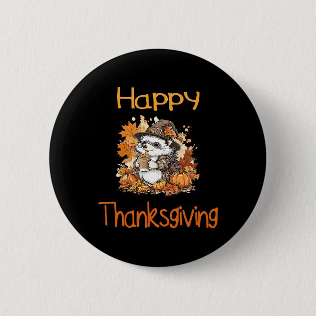 Hedgehog Fall Thanksgiving Happy thanksgiving Knapp (Framsida)
