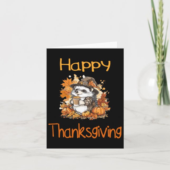 Hedgehog Fall Thanksgiving Happy thanksgiving Kort (Framsida)