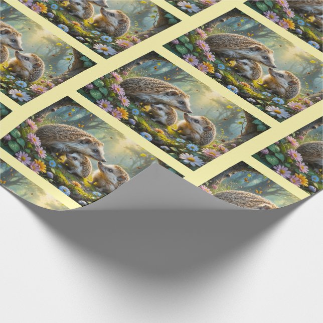 Hedgehog Family Wrapping Papper Presentpapper (Hörn)
