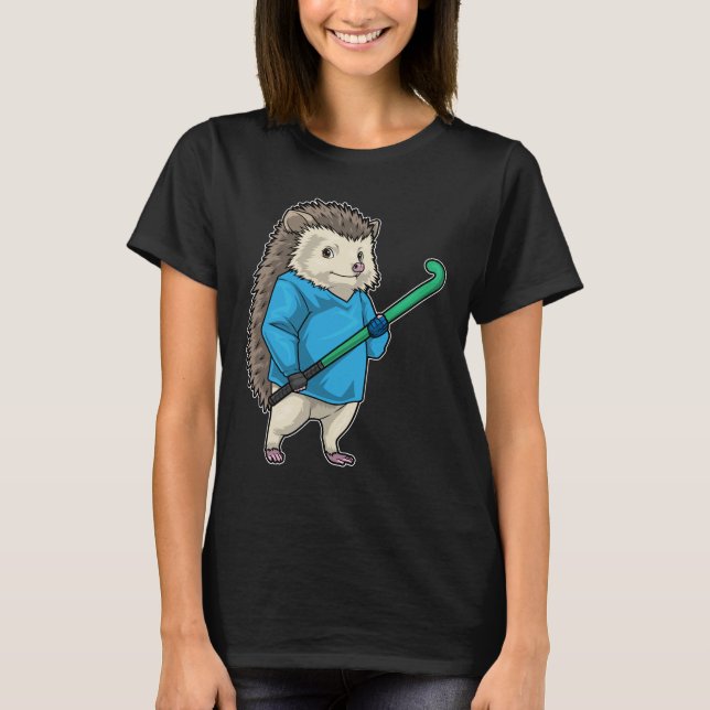 Hedgehog Field hockey Field hockey stick Sports T Shirt (Framsida)