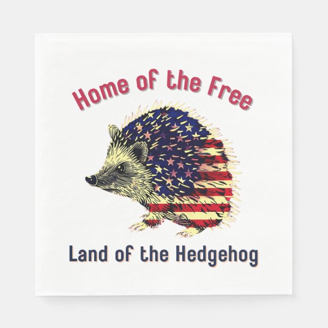 Hedgehog Flagga America Pappersservett (Framsidan)