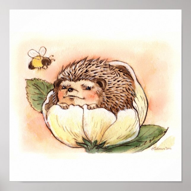 Hedgehog Flower Baby Poster (Framsidan)