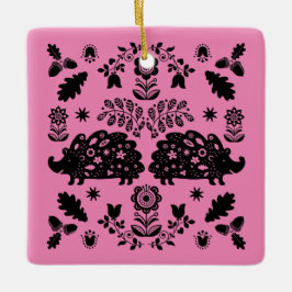 Hedgehog Folk Art Julgransprydnad Keramik