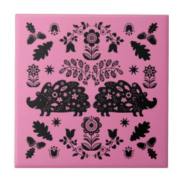 Hedgehog Folk Art Kakelplatta