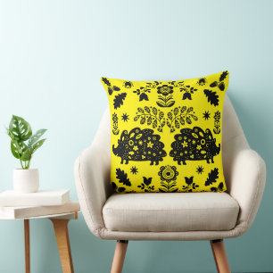 Hedgehog Folk Art Kudde