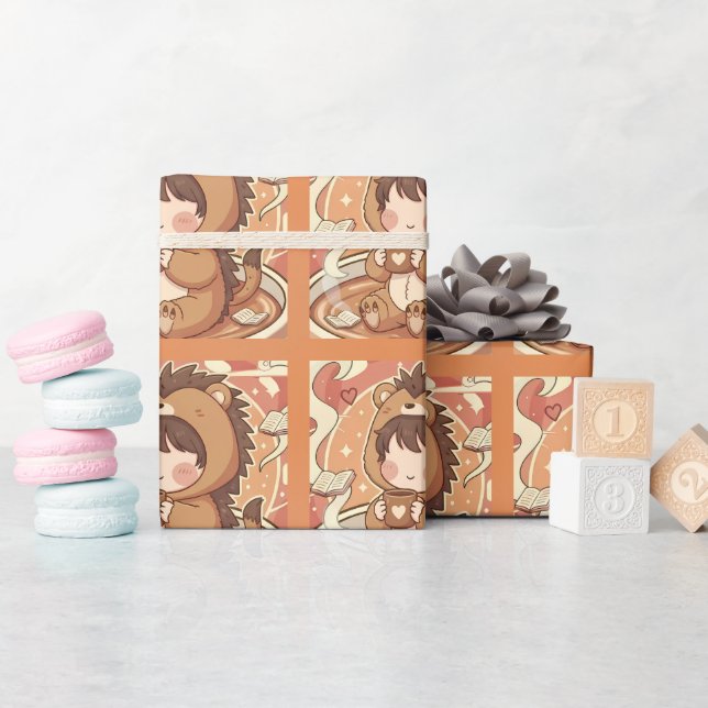 Hedgehog Forest Gift Wrapping Paper Presentpapper (Baby Shower)