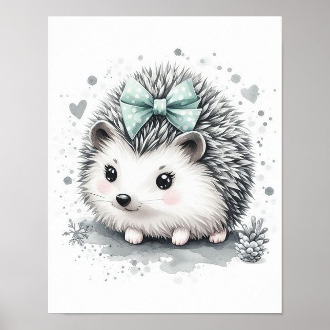 Hedgehog Forest Nursery Wall Art Poster (Framsidan)