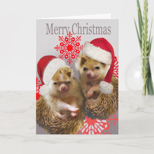 Hedgehog God jul cards Helgkort (Framsida)