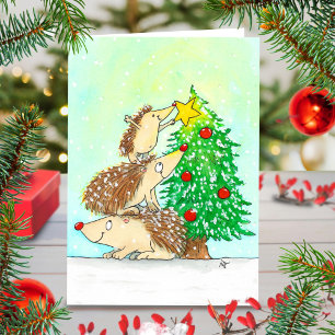 Hedgehog God jul hälsningskort av N. Janes Kort