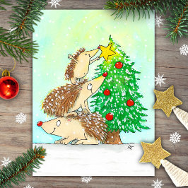 Hedgehog God jul vycard by N. Janes Vykort
