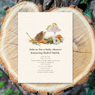 Hedgehog Grashopper Mushroom Woodland Baby Shower Inbjudningar
