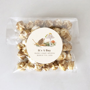 Hedgehog Grashopper Mushroom Woodland Baby Shower Runt Klistermärke