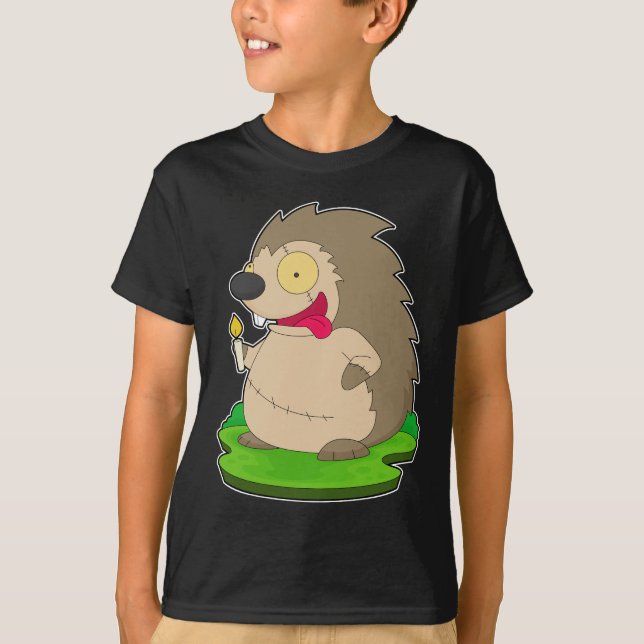 Hedgehog Halloween Zombie T Shirt (Framsida)