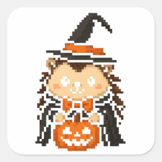 hedgehog häxdekalk lakan fyrkantigt klistermärke