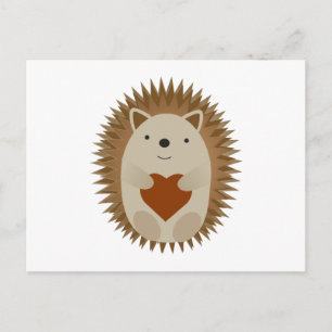 Hedgehog Heart Helg Vykort