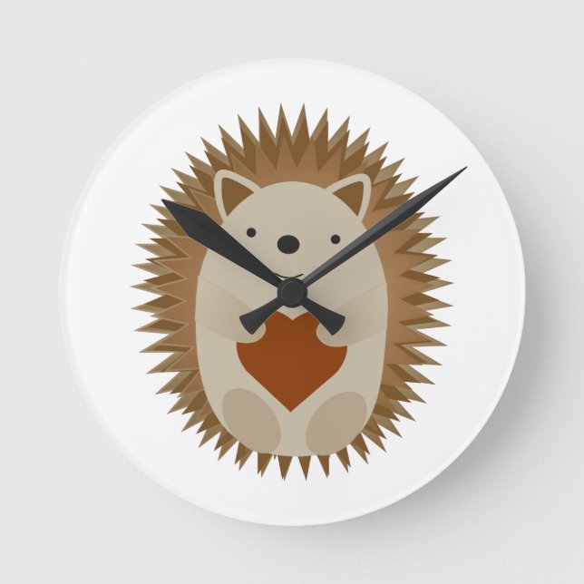 Hedgehog Heart Rund Klocka (Framsida)