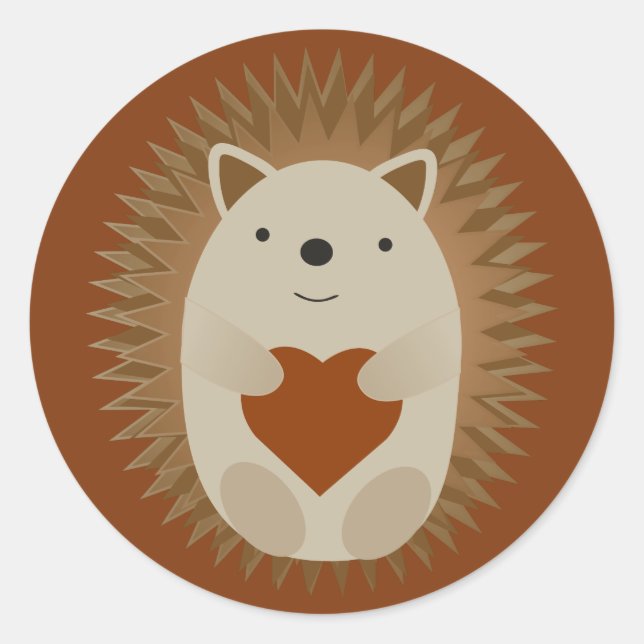 Hedgehog Heart Runt Klistermärke (Framsida)