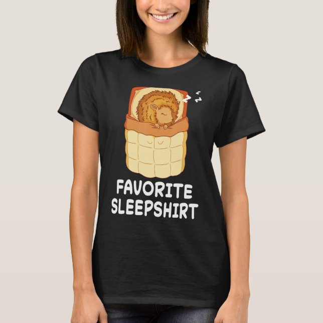 Hedgehog Hedgehogs Nap Sleeping Pajama Night T Shirt (Framsida)