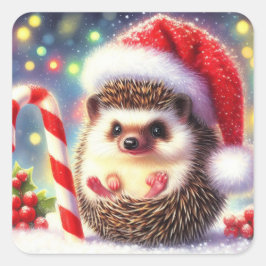 Hedgehog Helgdag Hedgie Gift Stickers Fyrkantigt Klistermärke