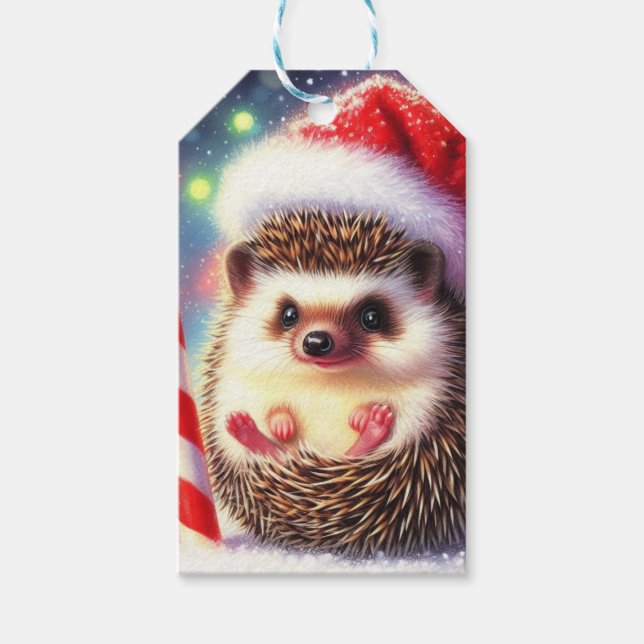 Hedgehog Helgdag Hedgie Gift Stickers Presentetikett (Framsidan)