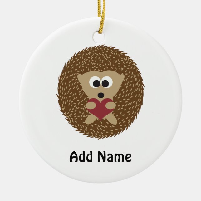 Hedgehog Hugger Heart Julgransprydnad Keramik (Framsidan)